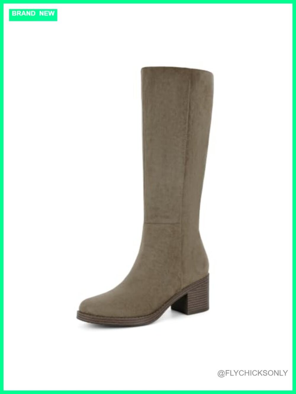 Womens Knee High Boots Faux Suede Low Block Heel Round Toe Tall Boots